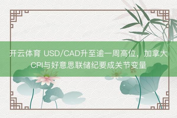 开云体育 USD/CAD升至逾一周高位，加拿大CPI与好意思联储纪要成关节变量