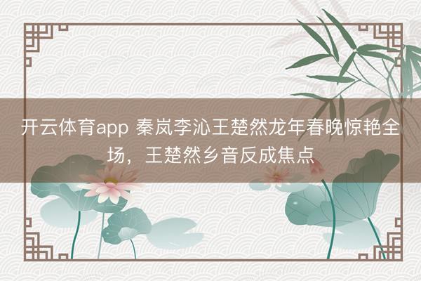 开云体育app 秦岚李沁王楚然龙年春晚惊艳全场,王楚然乡音反成焦点