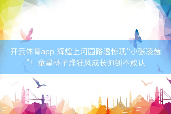 开云体育app 辉煌上河园路透惊现“小张凌赫”！童星林子烨狂风成长帅到不敢认