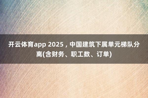 开云体育app 2025 ， 中国建筑下属单元梯队分离(含财务、职工数、订单)