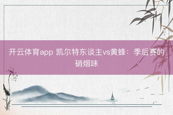 开云体育app 凯尔特东谈主vs黄蜂:季后赛的硝烟味