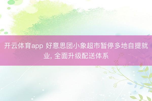 开云体育app 好意思团小象超市暂停多地自提就业， 全面升级配送体系