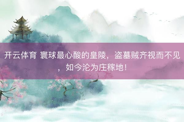 开云体育 寰球最心酸的皇陵，盗墓贼齐视而不见，如今沦为庄稼地！