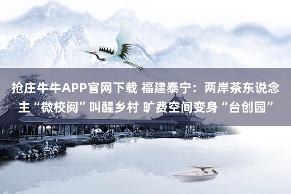 抢庄牛牛APP官网下载 福建泰宁：两岸茶东说念主“微校阅”叫醒乡村 旷费空间变身“台创园”