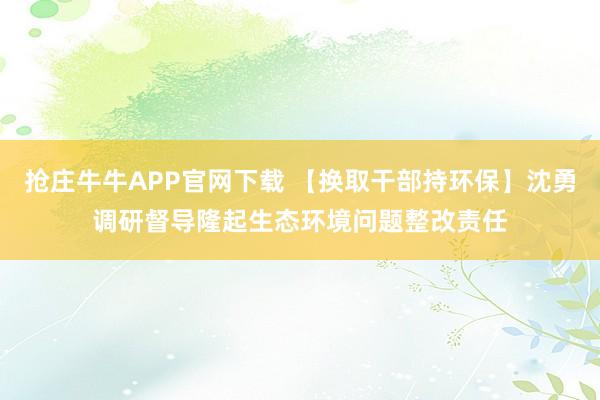 抢庄牛牛APP官网下载 【换取干部持环保】沈勇调研督导隆起生态环境问题整改责任
