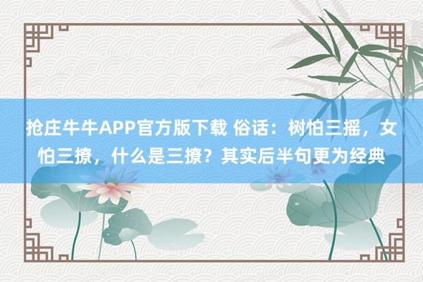 抢庄牛牛APP官方版下载 俗话：树怕三摇，女怕三撩，什么是三撩？其实后半句更为经典