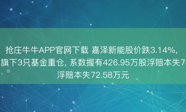 抢庄牛牛APP官网下载 嘉泽新能股价跌3.14%， 祯祥基金旗下3只基金重仓， 系数握有426.95万股浮赔本失72.58万元